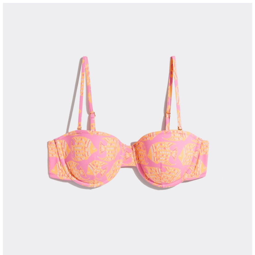 Vineyard Vines Pink and Yellow Patterned Bandeau Bikini Top